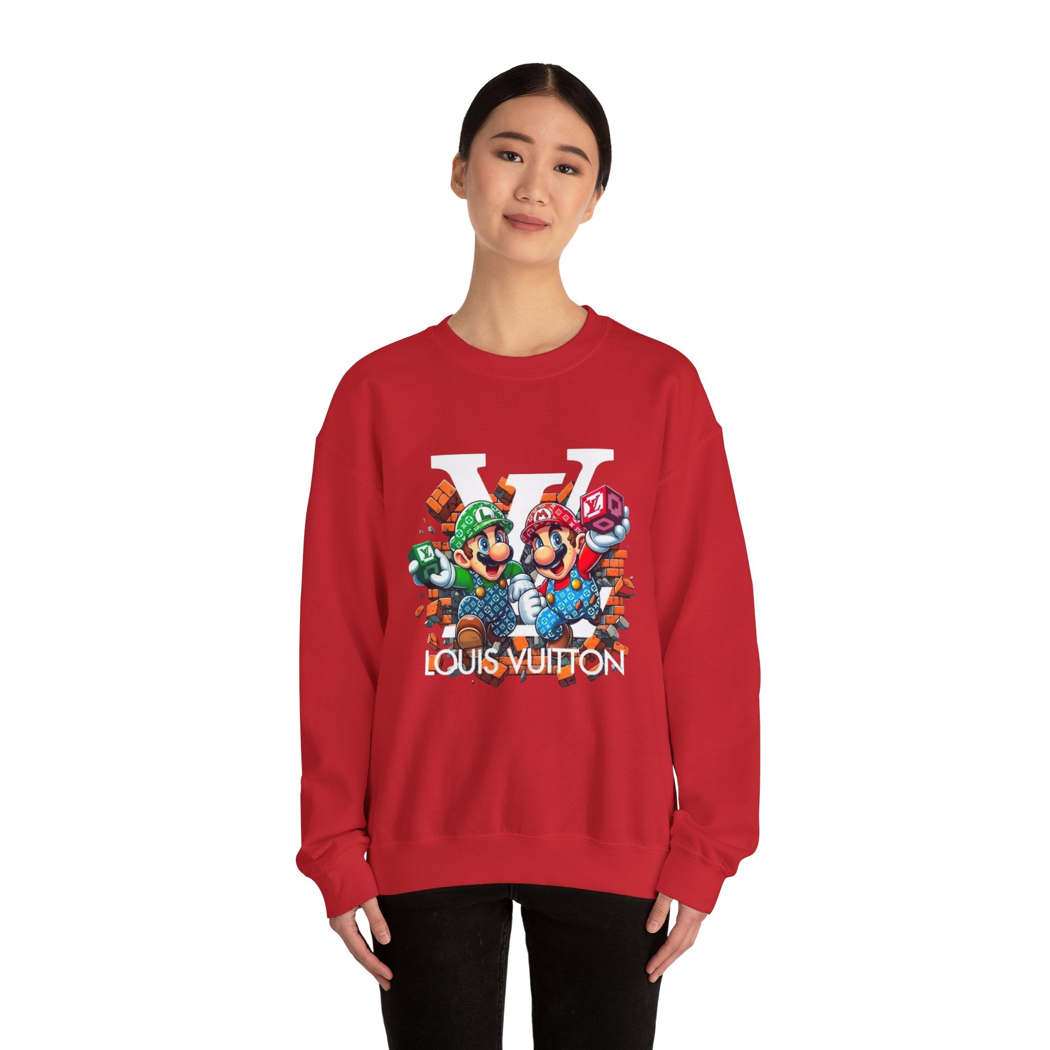 FIRE! Mario Streetwear Crewneck Sweatshirt — LV-Inspired Luxury