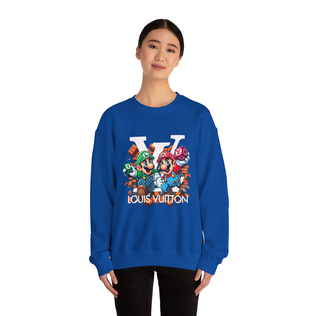 FIRE! Mario Streetwear Crewneck Sweatshirt — LV-Inspired Luxury