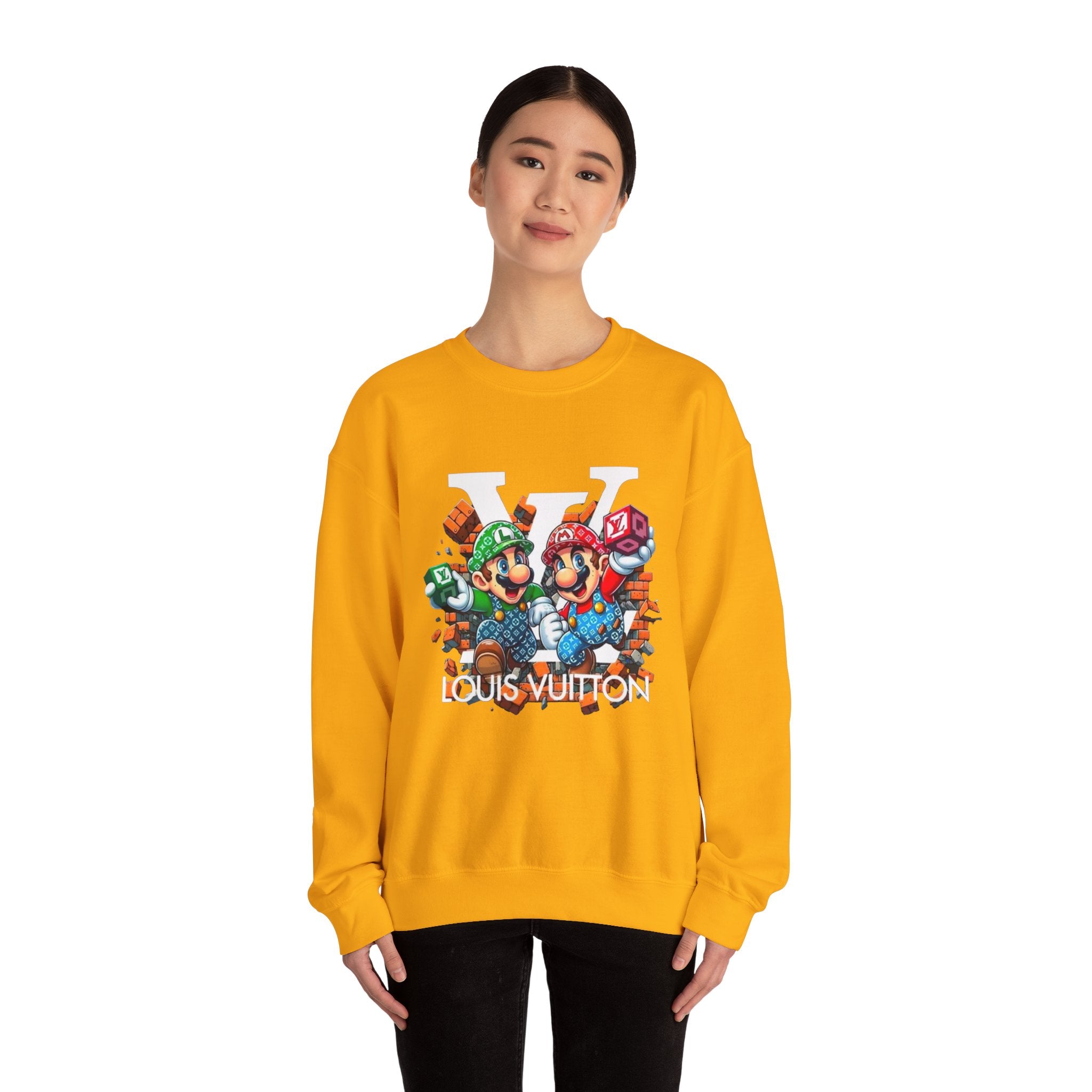 FIRE! Mario Streetwear Crewneck Sweatshirt — LV-Inspired Luxury