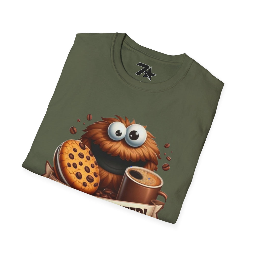 Coffee and Cookie Monster Funny Tee, Unisex T-Shirt, Gift for Coffee Lovers,