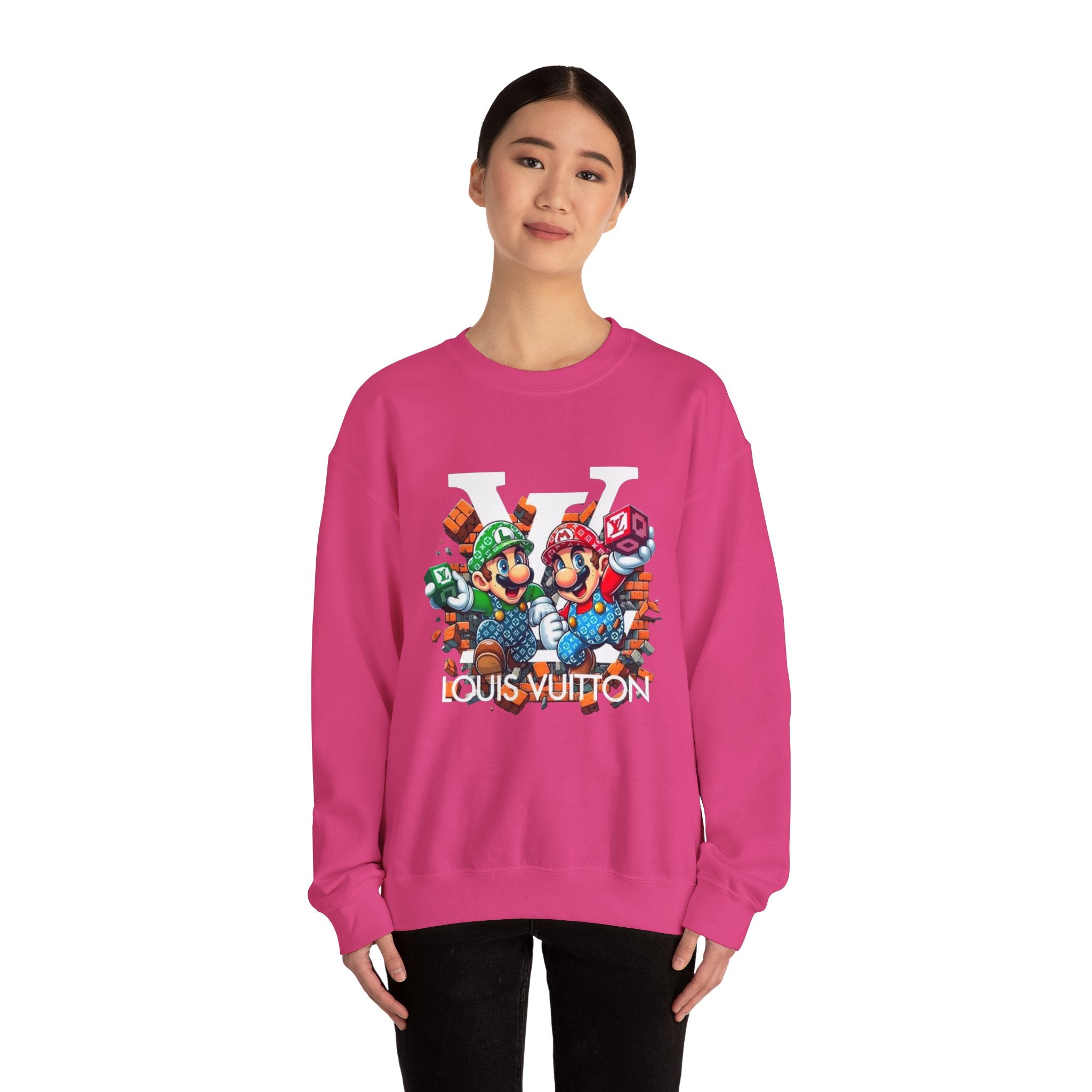 FIRE! Mario Streetwear Crewneck Sweatshirt — LV-Inspired Luxury