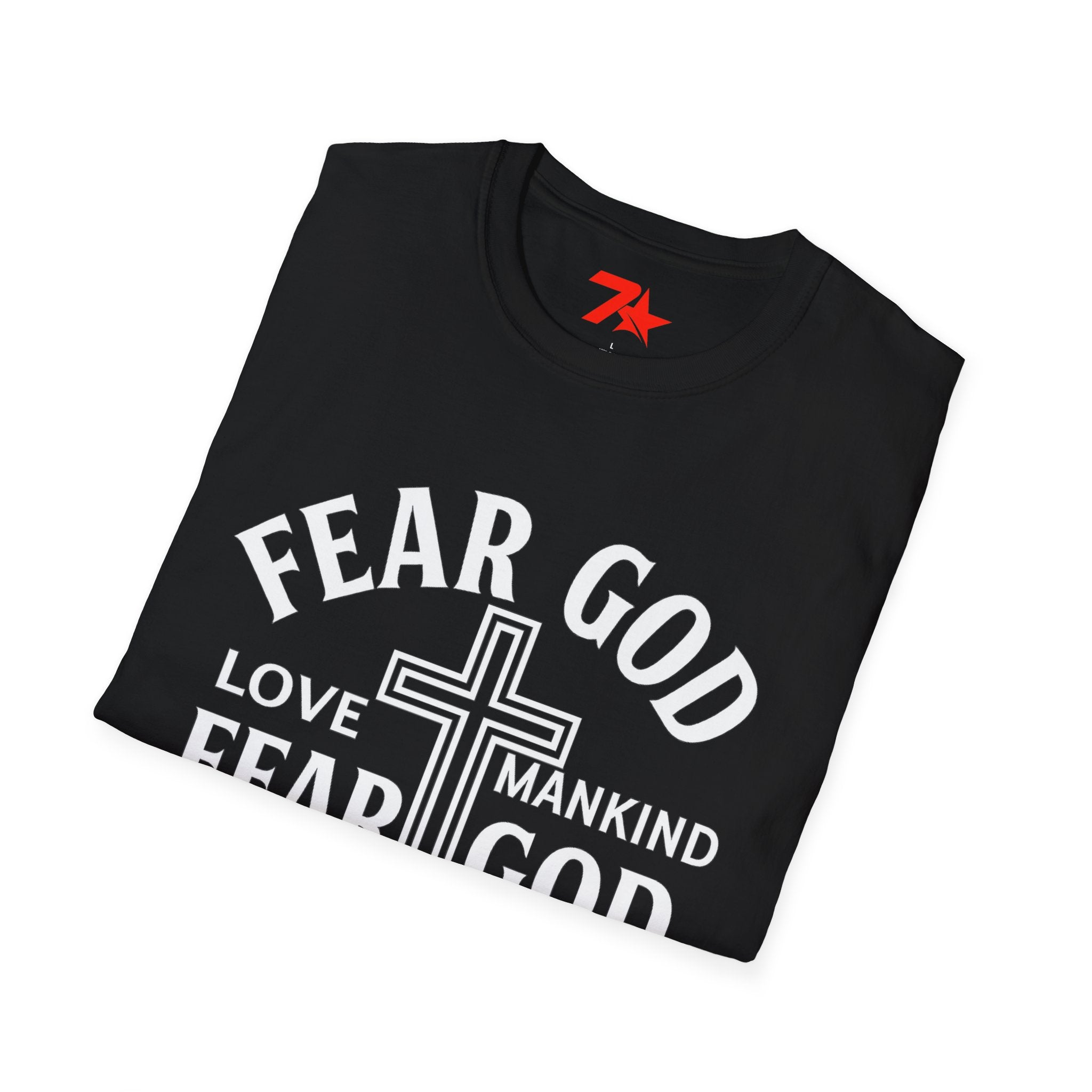 Fear God Love Mankind Christian CrossTee| Unisex Faith T-Shirt Softstyle