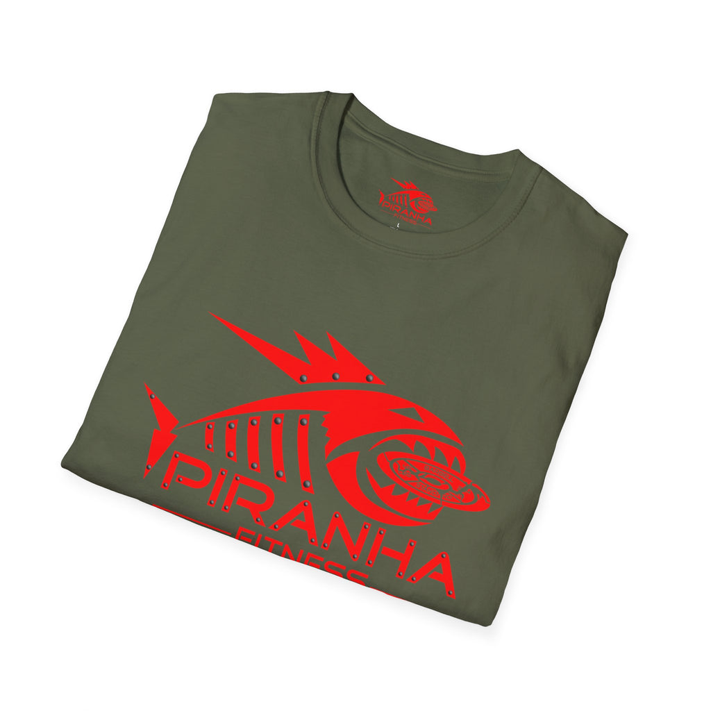 Blood Bite, Red Piranha Fitness Logo, Double Print Unisex Softstyle T-Shirt