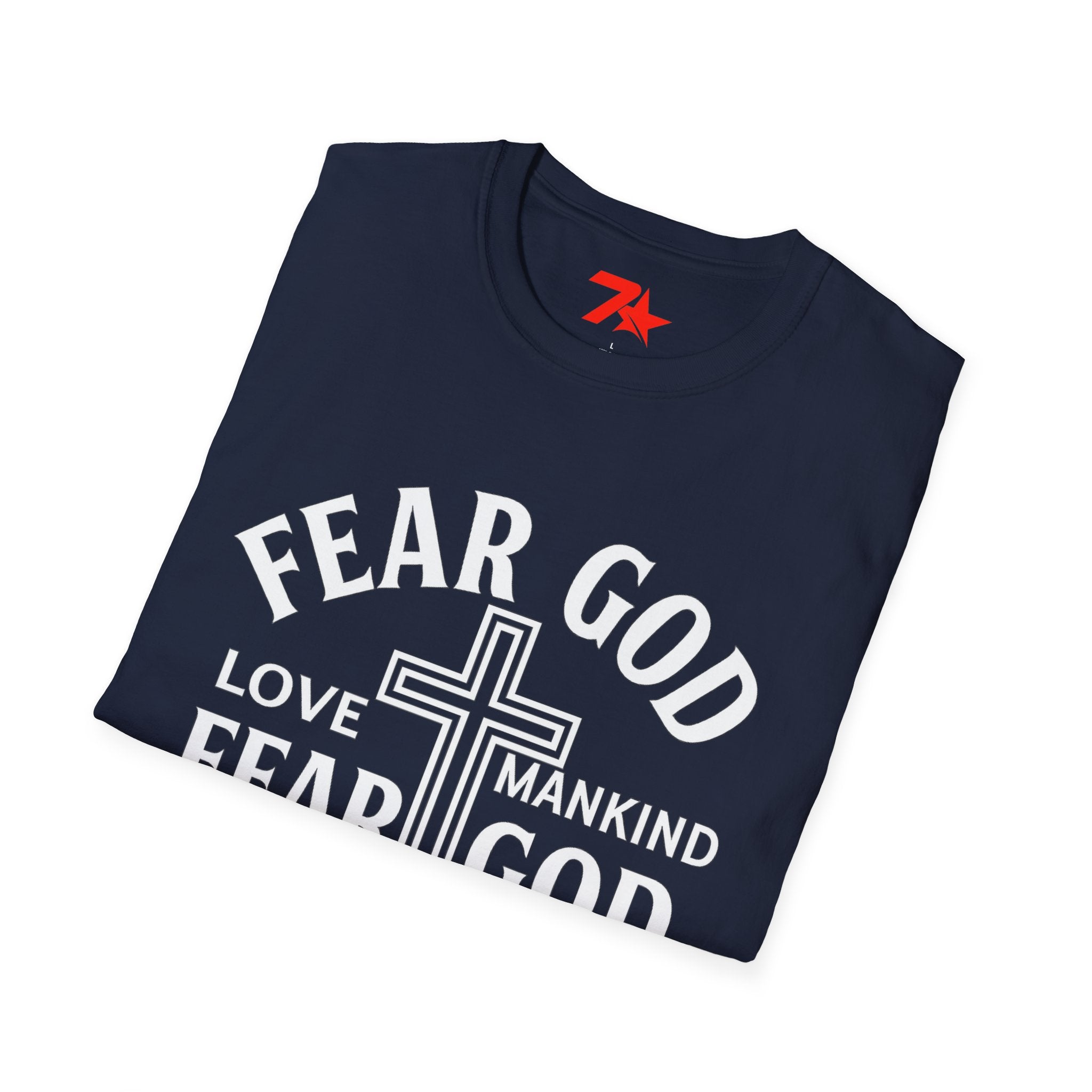Fear God Love Mankind Christian CrossTee| Unisex Faith T-Shirt Softstyle