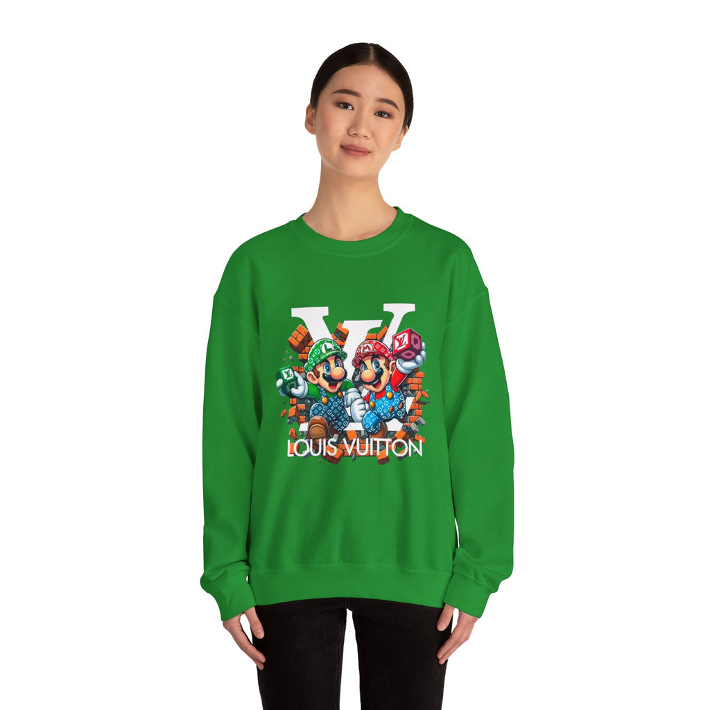FIRE! Mario Streetwear Crewneck Sweatshirt — LV-Inspired Luxury
