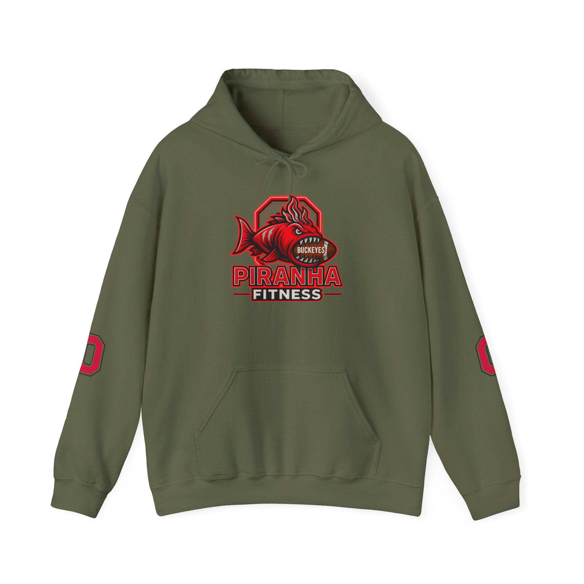 Piranha Fitness Ohio State Hoodie, OSU Buckeyes Athletic Sweatshirt, Gym Workout
