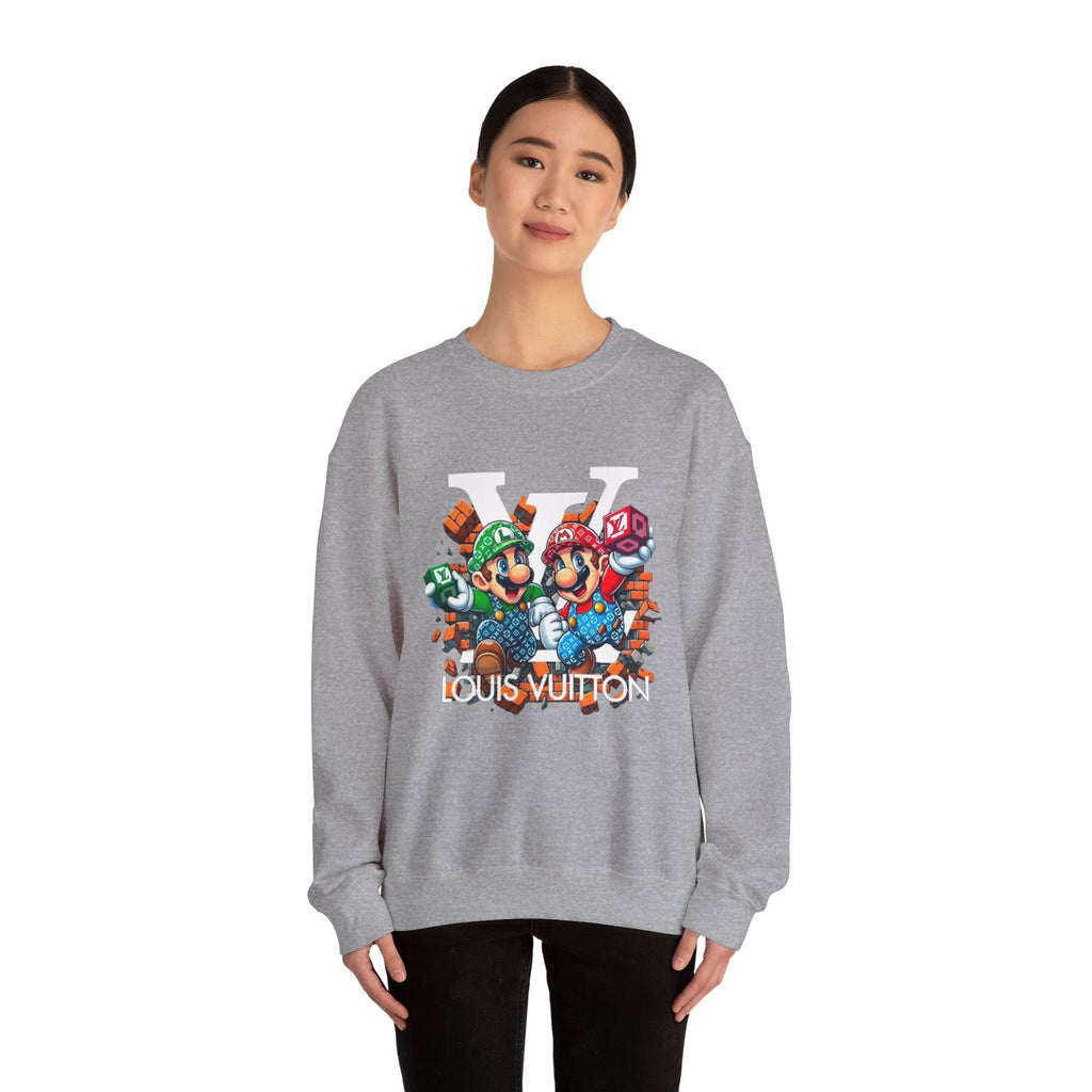 FIRE! Mario Streetwear Crewneck Sweatshirt — LV-Inspired Luxury