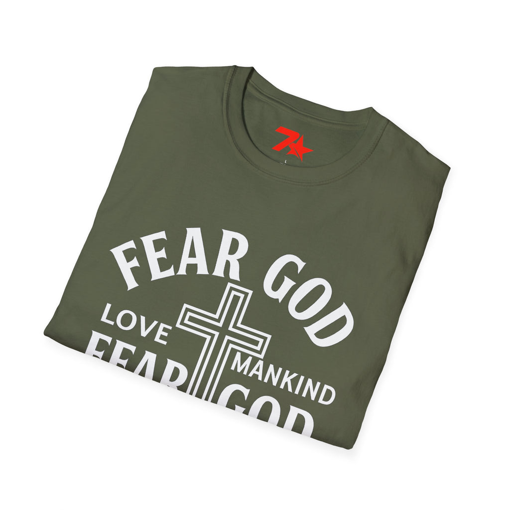 Fear God Love Mankind Christian CrossTee| Unisex Faith T-Shirt Softstyle