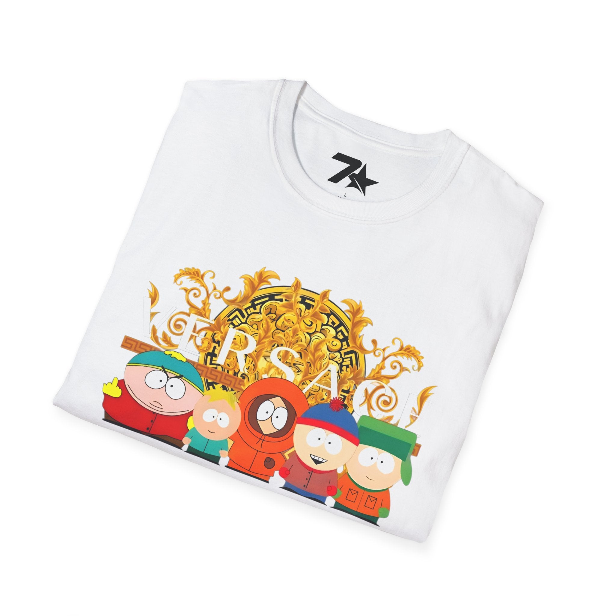 Gold Medallion Cartoon Crew T‑Shirt