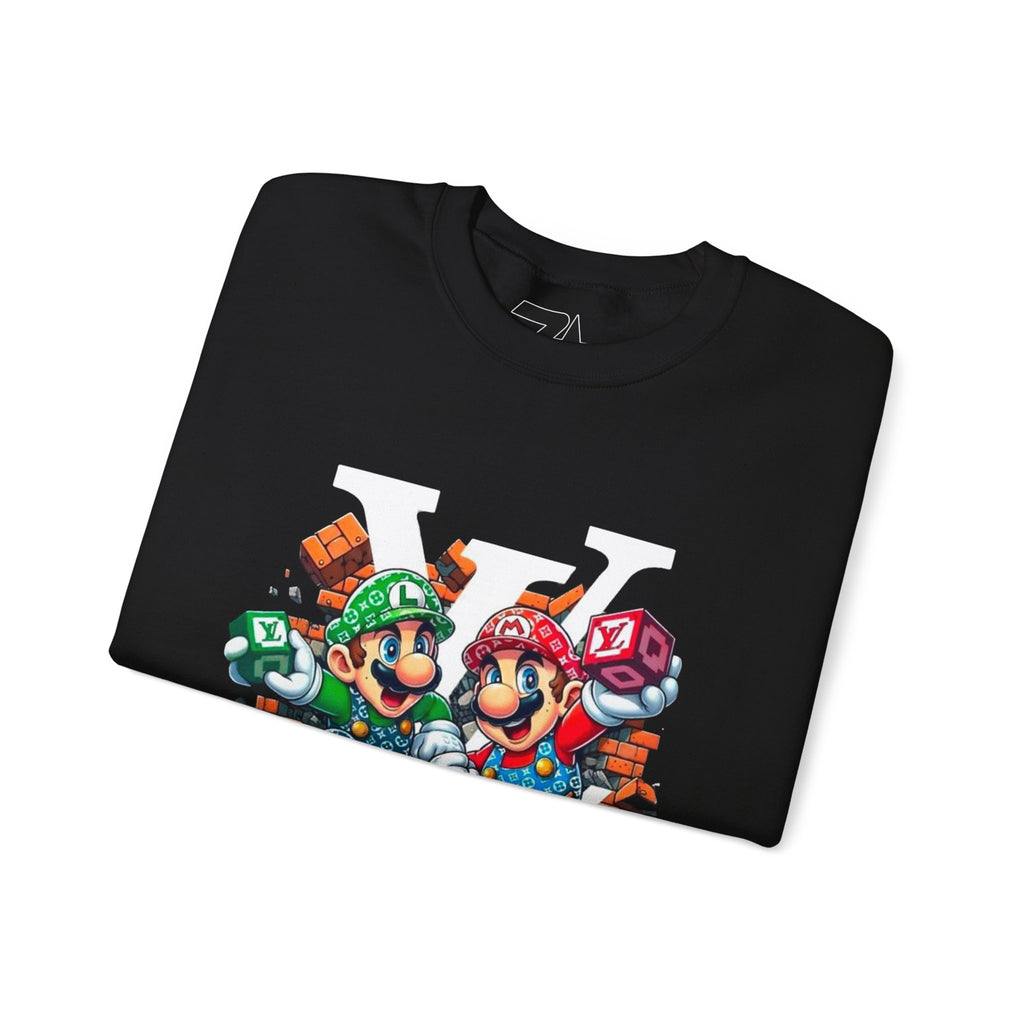 FIRE! Mario Streetwear Crewneck Sweatshirt — LV-Inspired Luxury