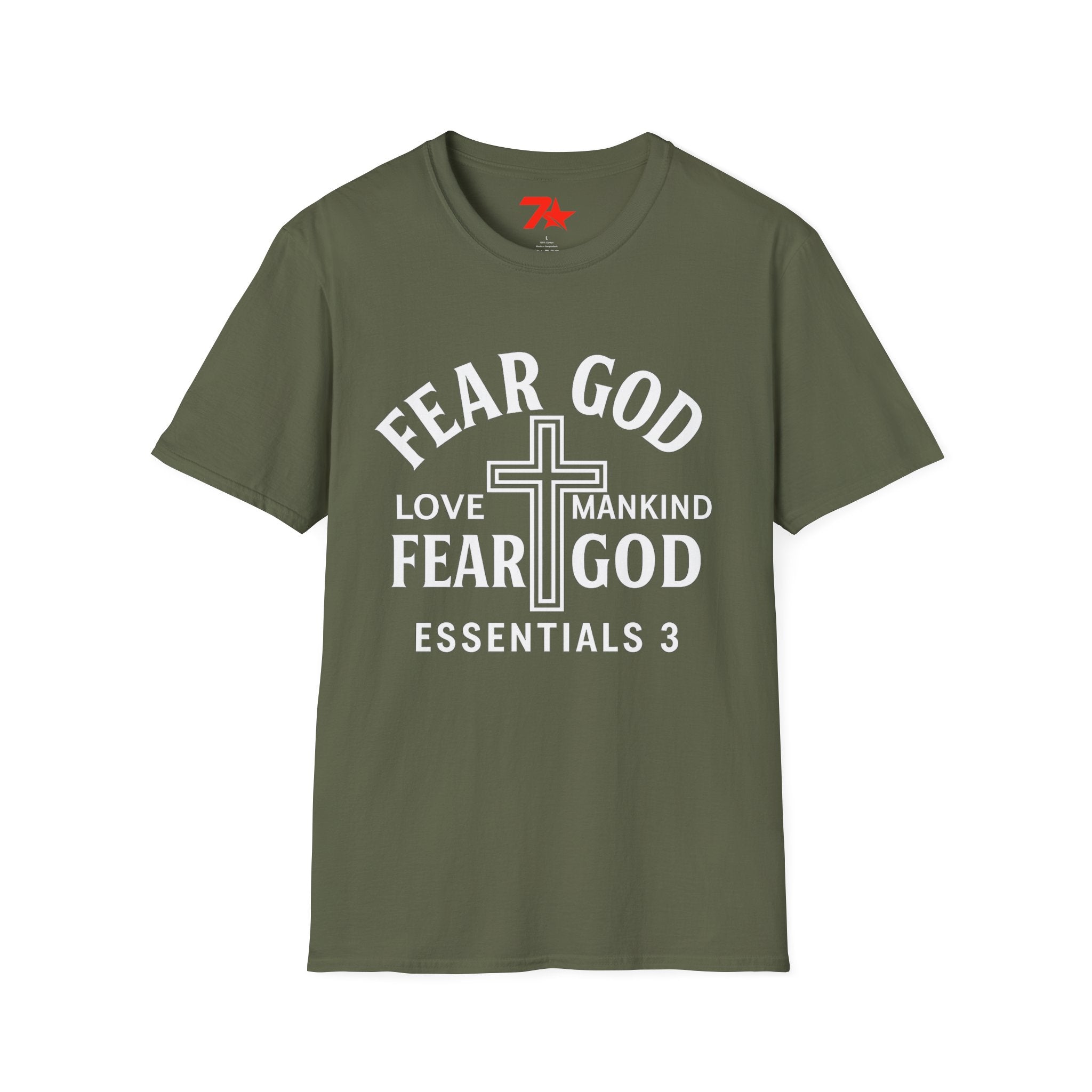 Fear God Love Mankind Christian CrossTee| Unisex Faith T-Shirt Softstyle