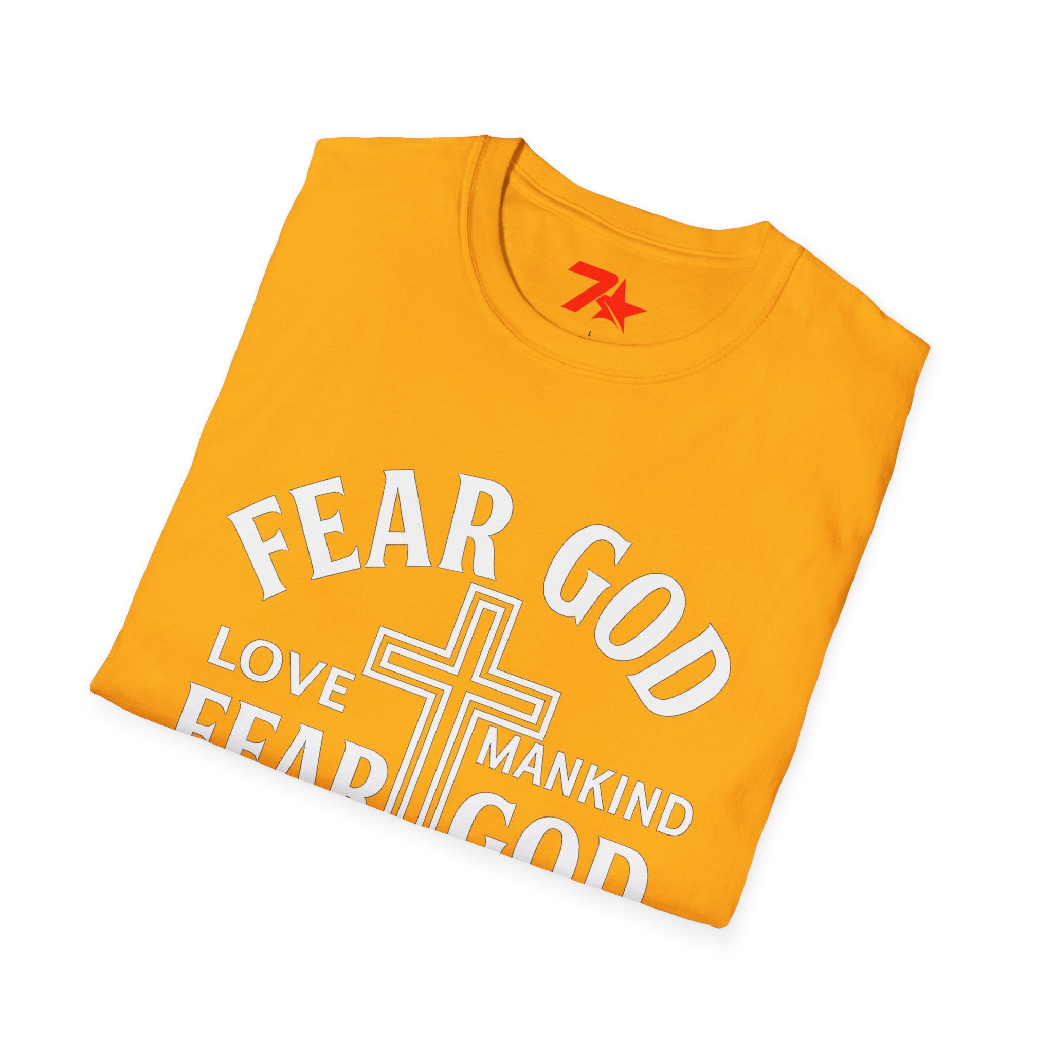 Fear God Love Mankind Christian CrossTee| Unisex Faith T-Shirt Softstyle