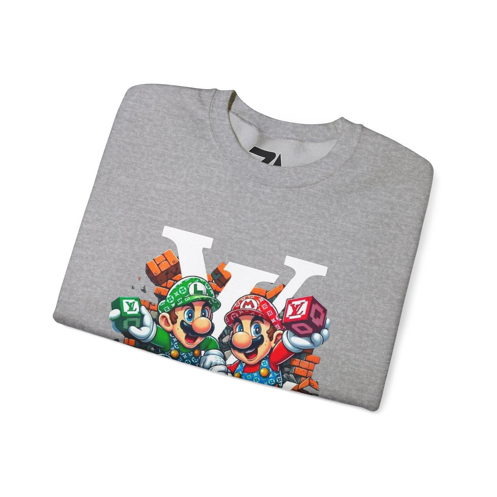 FIRE! Mario Streetwear Crewneck Sweatshirt — LV-Inspired Luxury