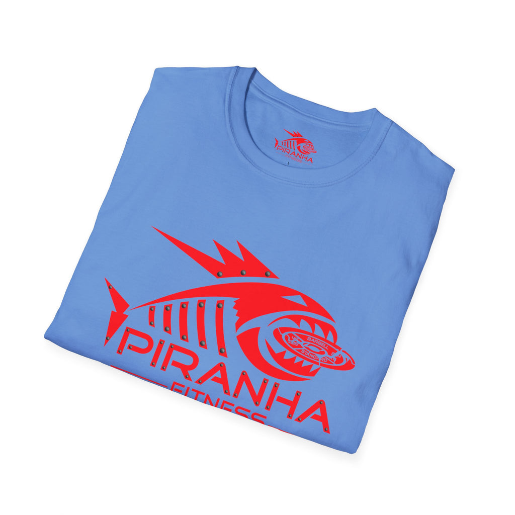 Blood Bite, Red Piranha Fitness Logo, Double Print Unisex Softstyle T-Shirt
