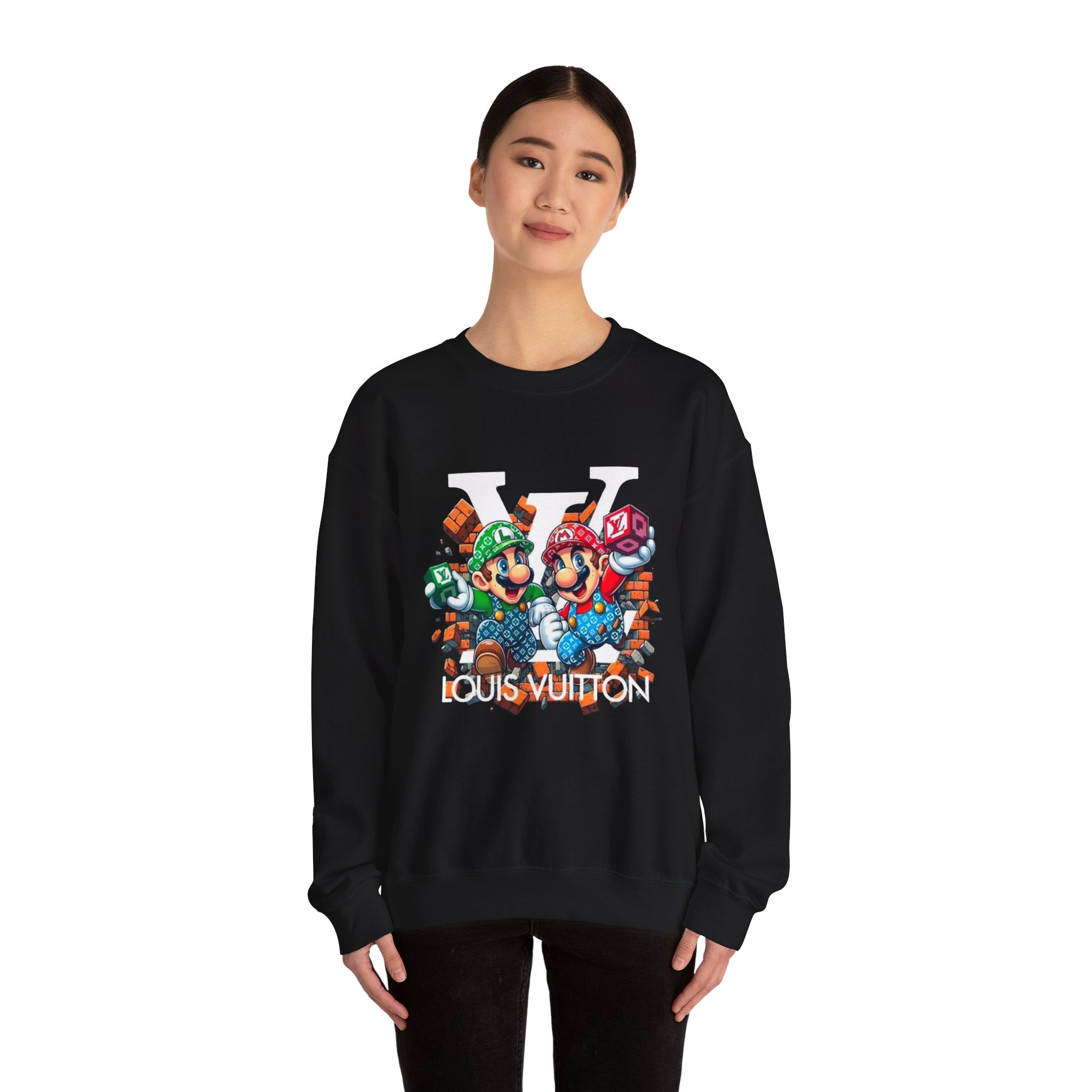 FIRE! Mario Streetwear Crewneck Sweatshirt — LV-Inspired Luxury