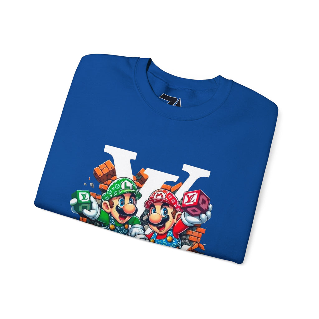 FIRE! Mario Streetwear Crewneck Sweatshirt — LV-Inspired Luxury