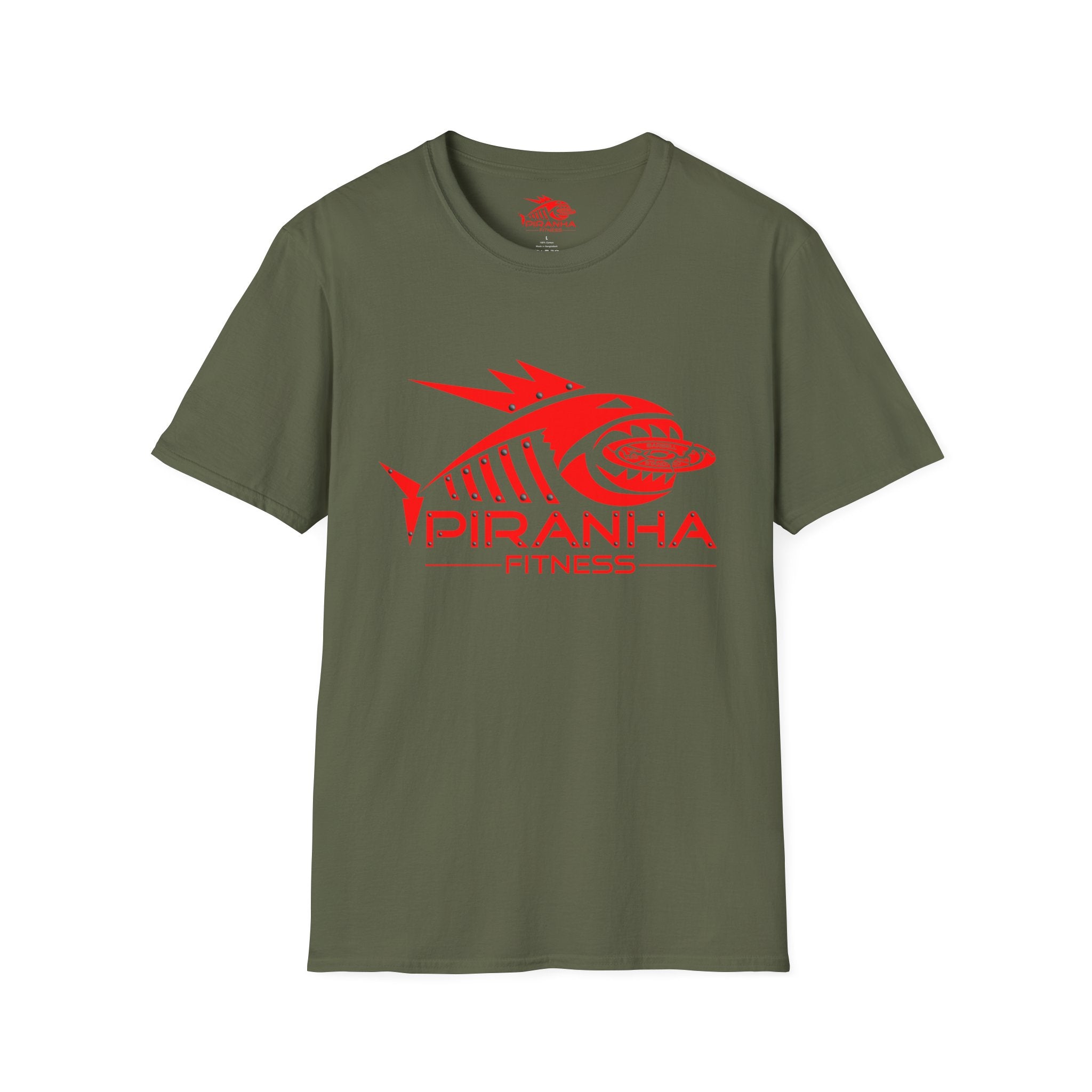 Blood Bite, Red Piranha Fitness Logo, Double Print Unisex Softstyle T-Shirt