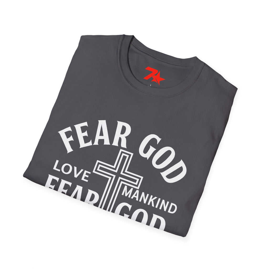 Fear God Love Mankind Christian CrossTee| Unisex Faith T-Shirt Softstyle