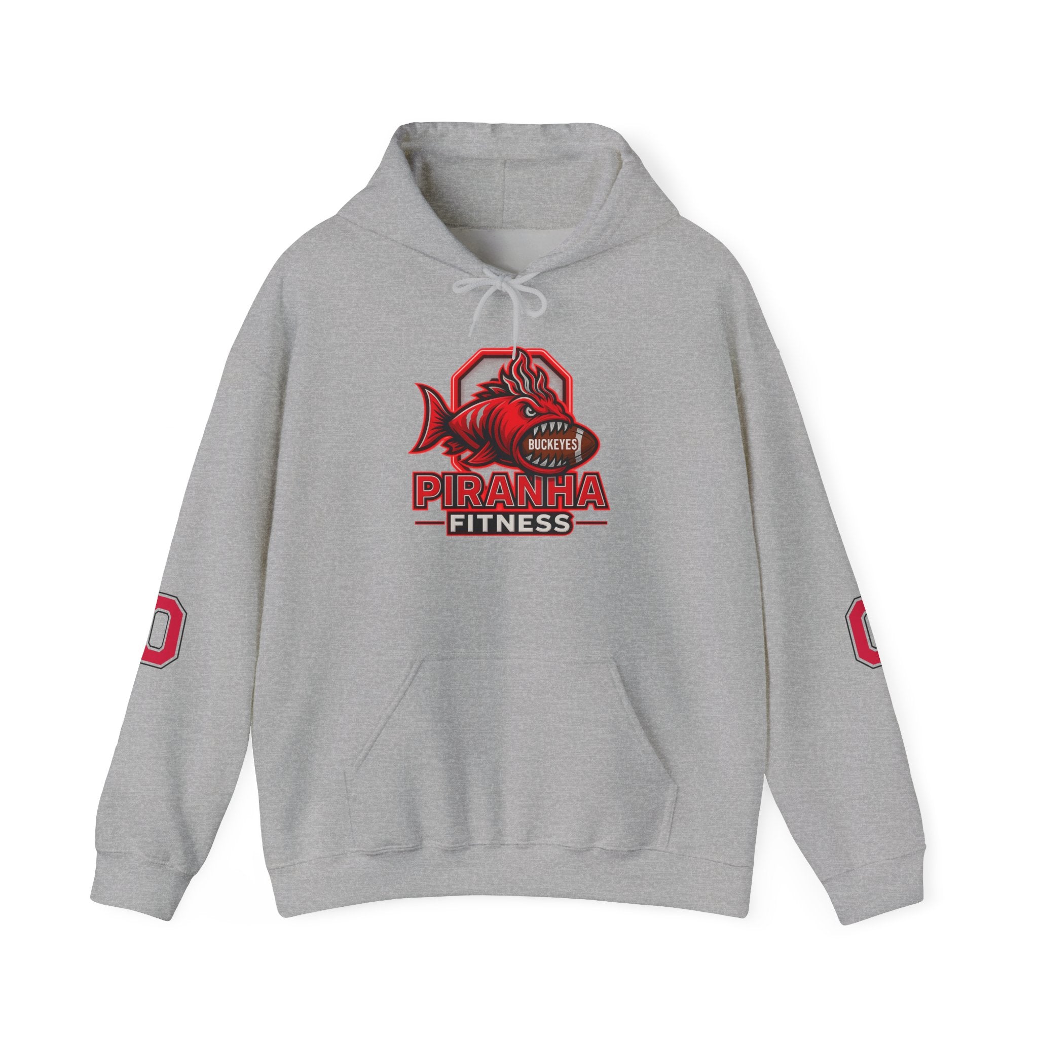 Piranha Fitness Ohio State Hoodie, OSU Buckeyes Athletic Sweatshirt, Gym Workout
