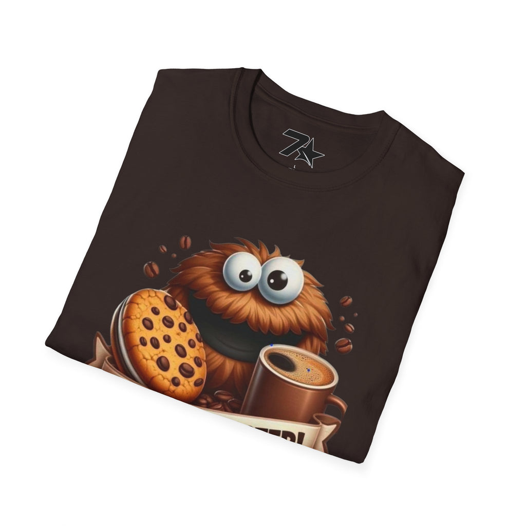 Coffee and Cookie Monster Funny Tee, Unisex T-Shirt, Gift for Coffee Lovers,