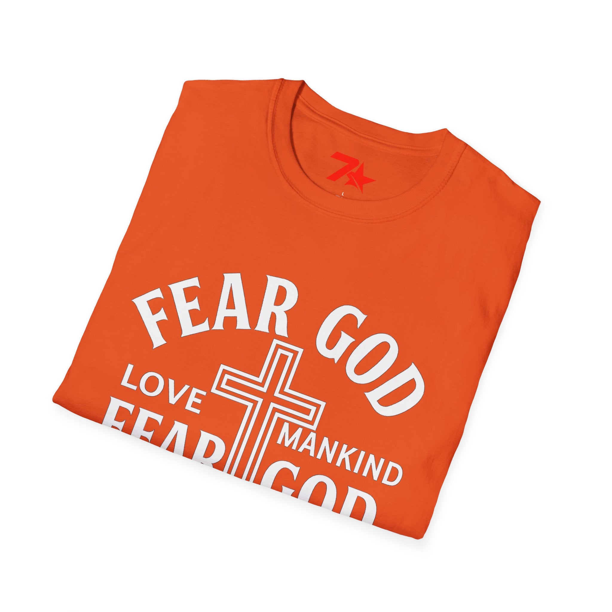 Fear God Love Mankind Christian CrossTee| Unisex Faith T-Shirt Softstyle