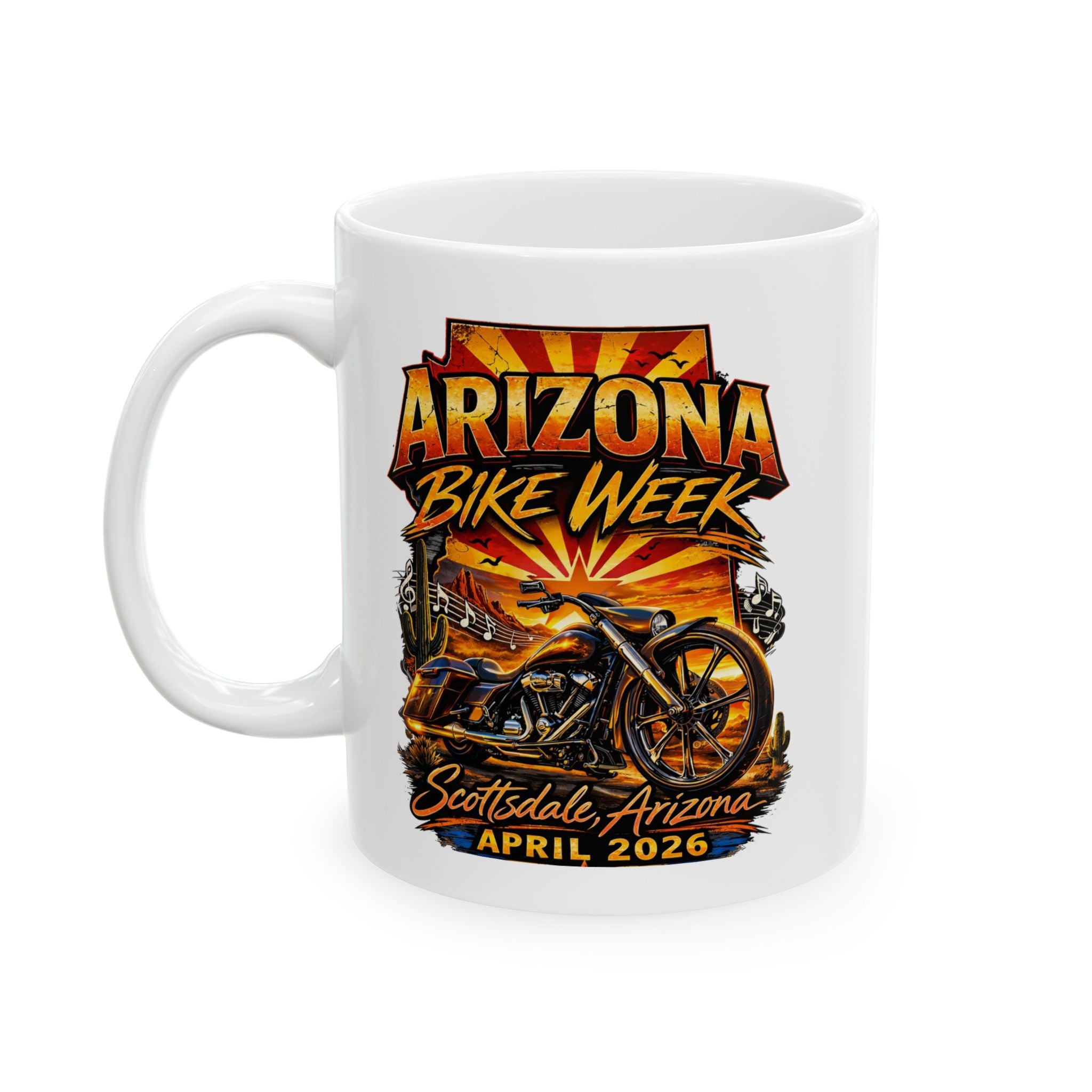 2026 Bike Week Scottsdale, Arizona 2 Sides Ceramic Mug, (11oz, 15oz)
