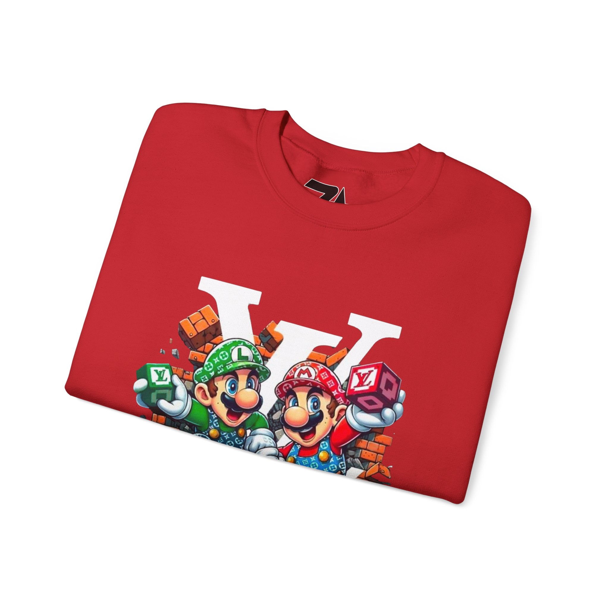 FIRE! Mario Streetwear Crewneck Sweatshirt — LV-Inspired Luxury